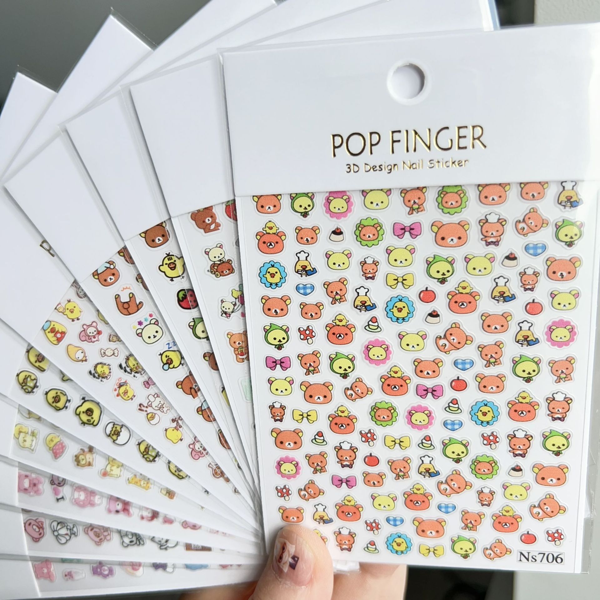 Nail Art - 6 pièces, autocollants pour ongles Rilakkuma,
